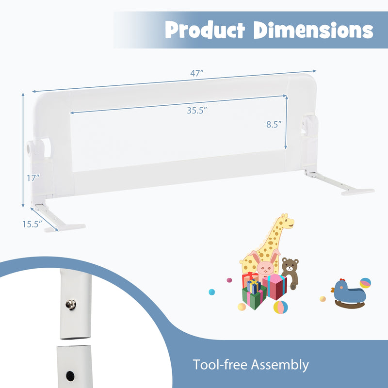 *Foldable Bed Rail Swing Down Baby Bed Guard Rail - White