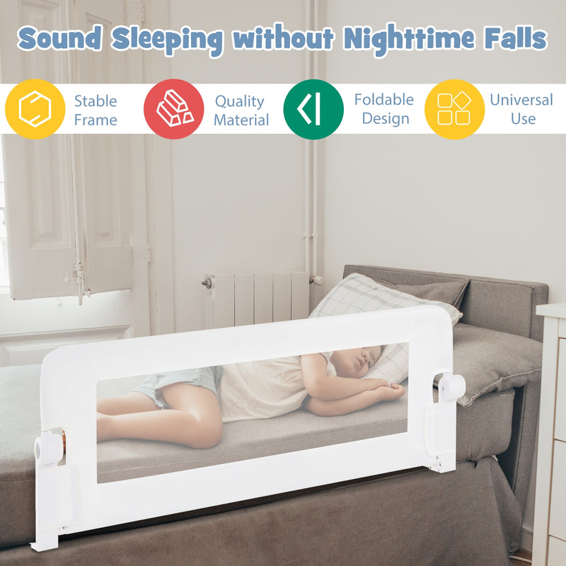 *Foldable Bed Rail Swing Down Baby Bed Guard Rail - White