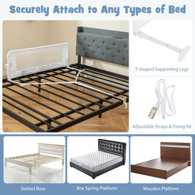 *Foldable Bed Rail Swing Down Baby Bed Guard Rail - White