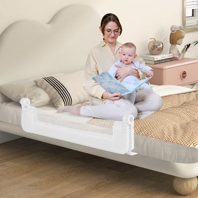 *Foldable Bed Rail Swing Down Baby Bed Guard Rail - White