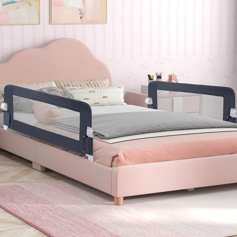 *Foldable Bed Rail Swing Down Baby Bed Guard Rail - Gray
