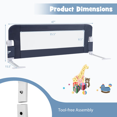 *Foldable Bed Rail Swing Down Baby Bed Guard Rail - Gray