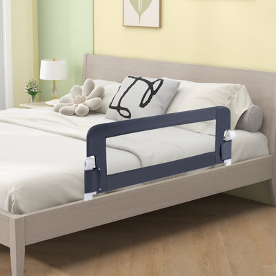 *Foldable Bed Rail Swing Down Baby Bed Guard Rail - Gray