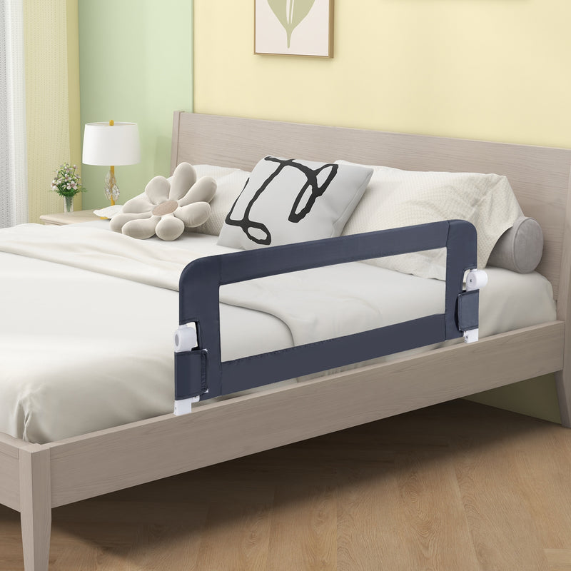 *Foldable Bed Rail Swing Down Baby Bed Guard Rail - Gray