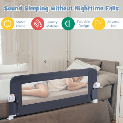 *Foldable Bed Rail Swing Down Baby Bed Guard Rail - Gray