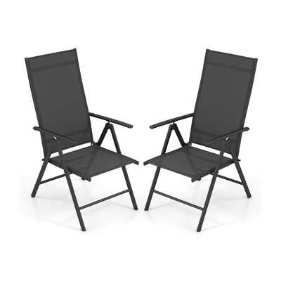 1 Piece Patio Folding Dining Chairs with 7-Level Adjustable High Backrest-Black