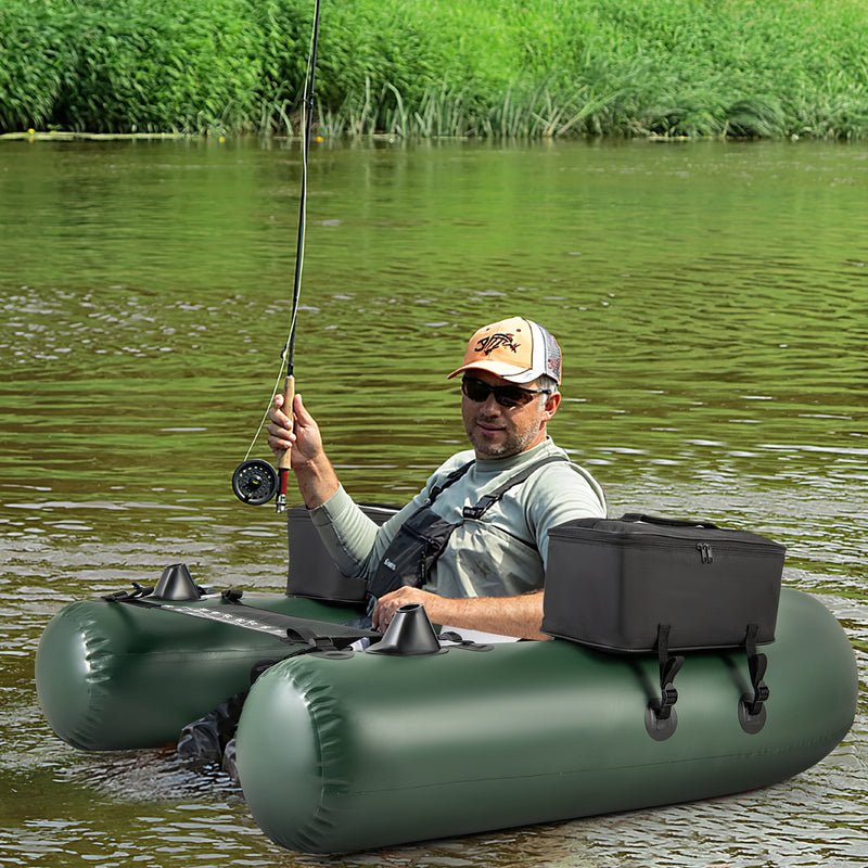 *Inflatable Fishing Float Tube for Angling with Fish Ruler and Angling Base