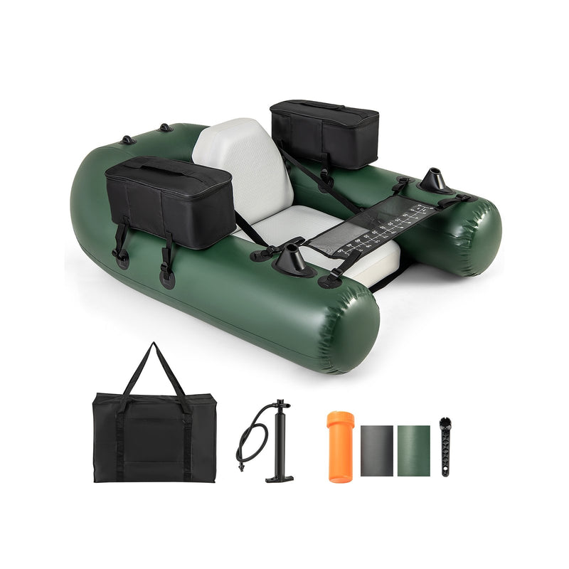 *Inflatable Fishing Float Tube for Angling with Fish Ruler and Angling Base