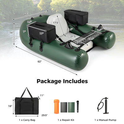 *Inflatable Fishing Float Tube for Angling with Fish Ruler and Angling Base