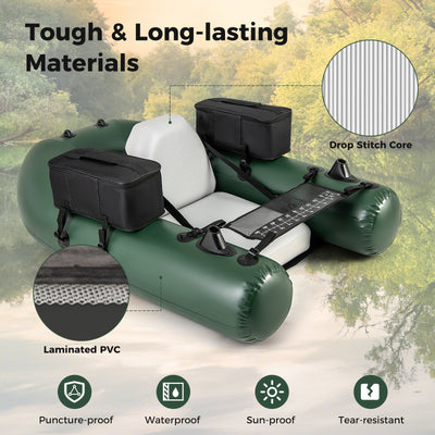 *Inflatable Fishing Float Tube for Angling with Fish Ruler and Angling Base