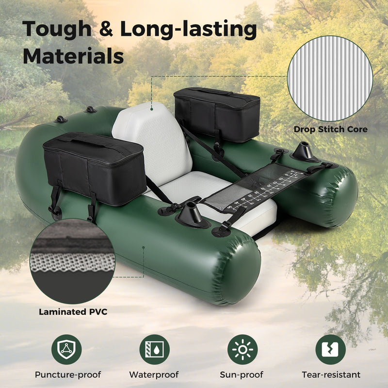 *Inflatable Fishing Float Tube for Angling with Fish Ruler and Angling Base