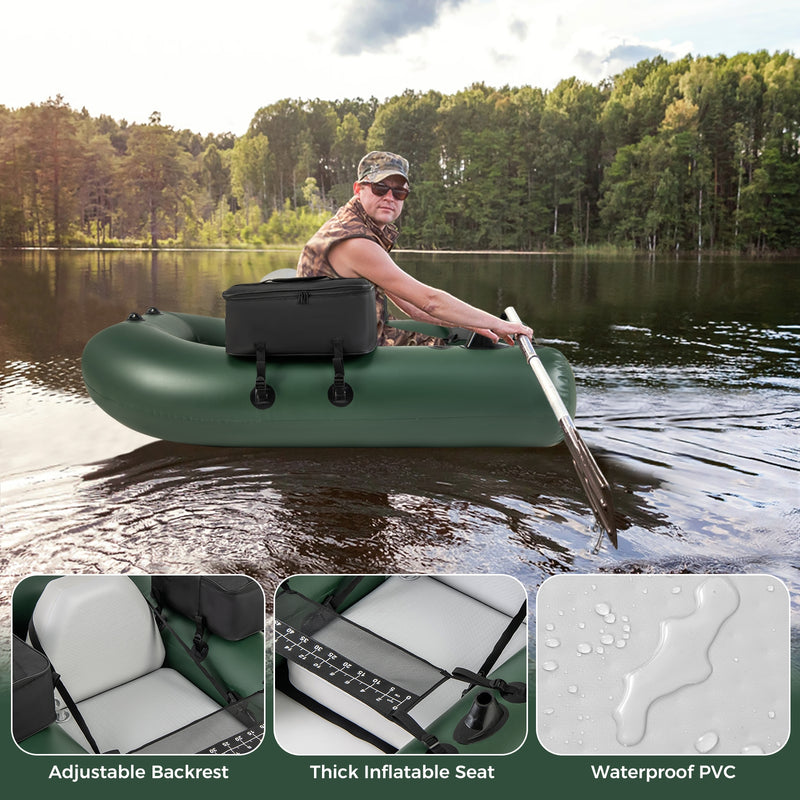 *Inflatable Fishing Float Tube for Angling with Fish Ruler and Angling Base