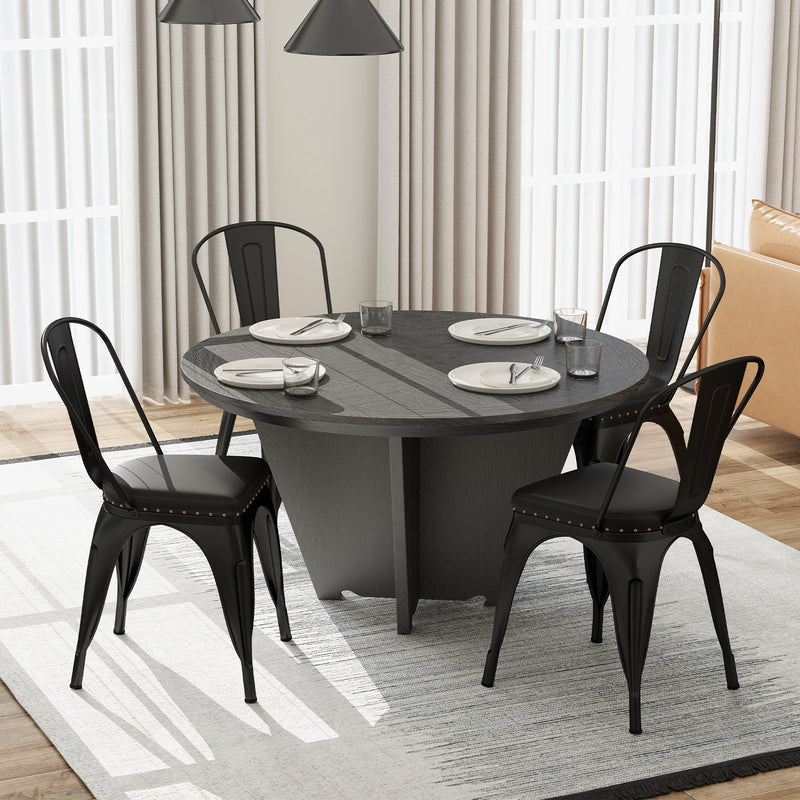 Metal Dining Chair Set of 4 Stackable Kitchen Chairs with Removable Ba