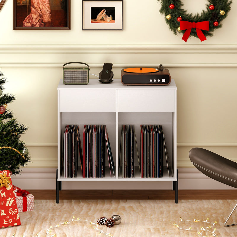 Record Player Stand with Power Outlets Double Wide Turntable Stand ...