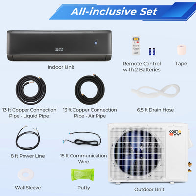 *12000 BTU 21 SEER2 208-230V Wifi Enabled Mini Split Air Conditioner and Heater Gray