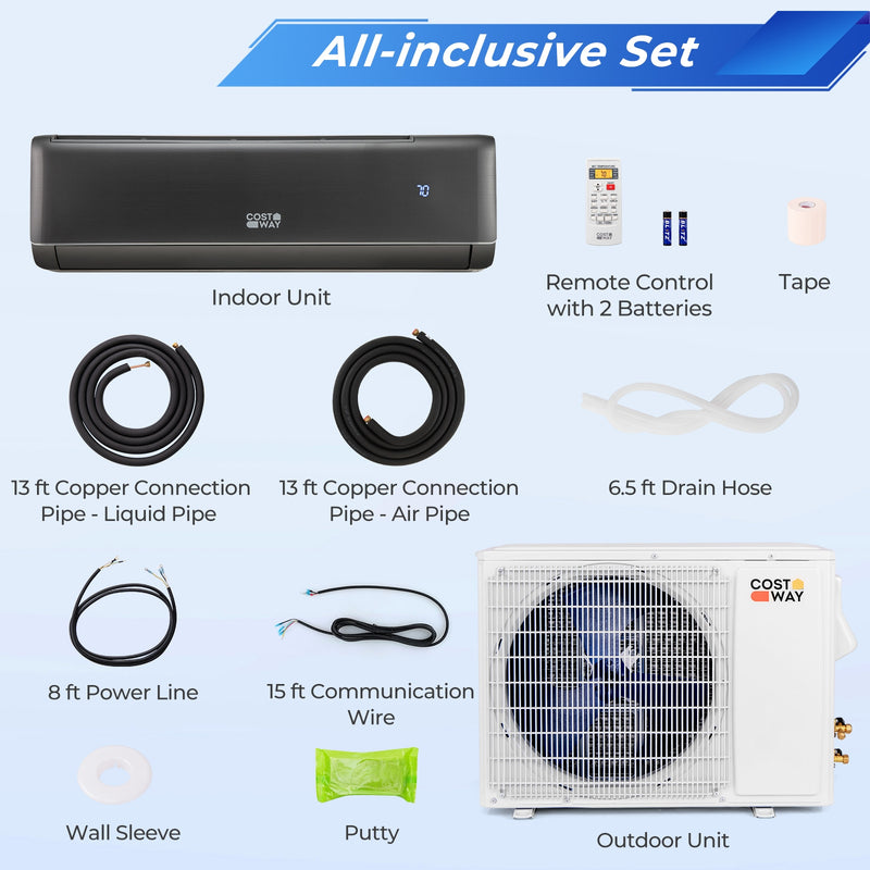 *12000 BTU 21 SEER2 208-230V Wifi Enabled Mini Split Air Conditioner and Heater Gray