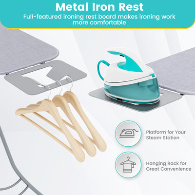 Foldable Ironing Board with Iron Rest and Adjustable Height-Gray