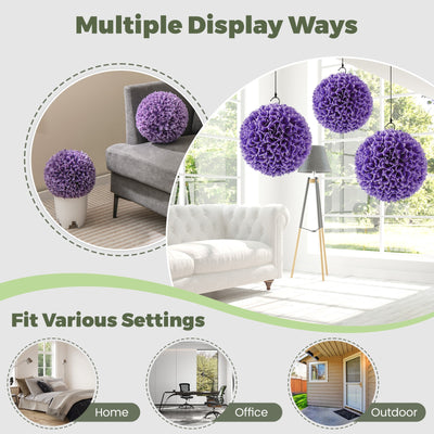 2 Pieces Artificial Plant Topiary Balls Faux Boxwood Decorative Balls-Purple