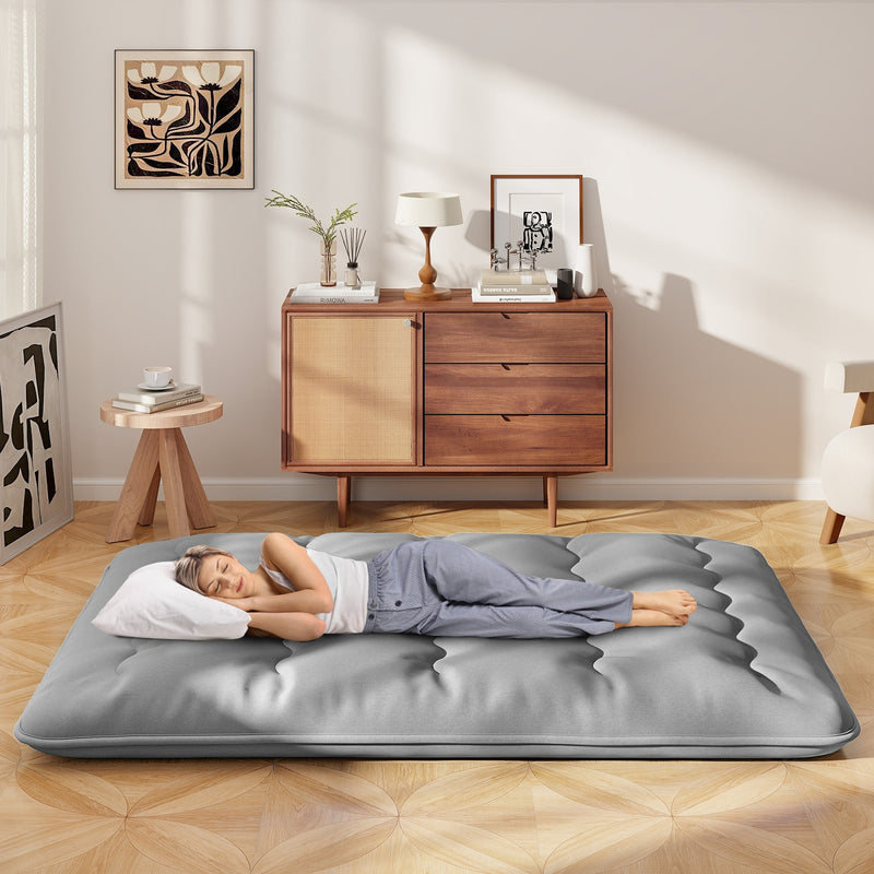 *Futon Mattress with Washable Cover and Carry Bag - Gray - Queen Size