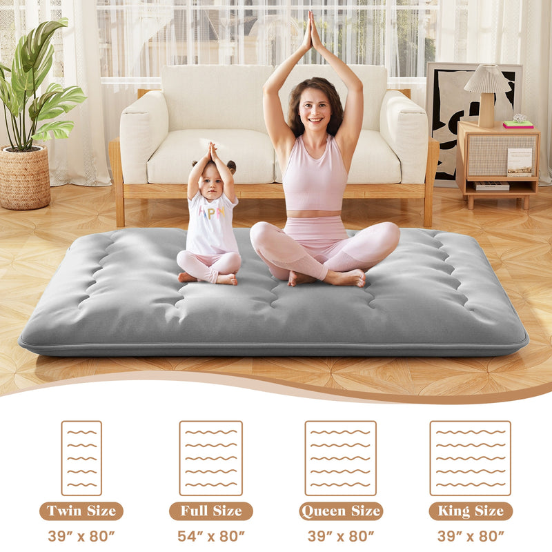 *Futon Mattress with Washable Cover and Carry Bag - Gray - Queen Size