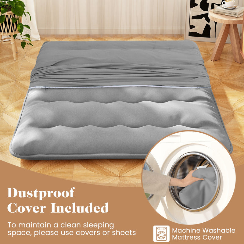 *Futon Mattress with Washable Cover and Carry Bag - Gray - Queen Size