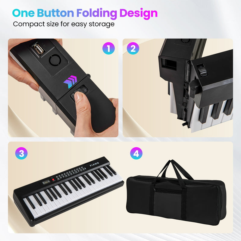 88 Key Foldable Electric Keyboard Piano with Wireless MIDI and Dual Sp