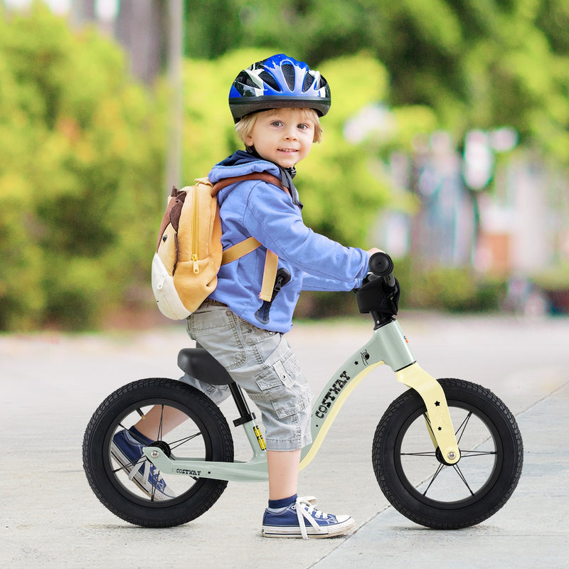 *12-Inch Balance Bike with Adjustable Seat and Rotatable Handlebar for Over 36 Months Old - Green