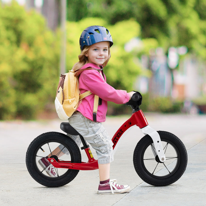 *12-Inch Balance Bike with Adjustable Seat and Rotatable Handlebar for Over 36 Months Old - Red