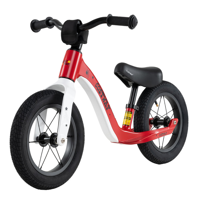 *12-Inch Balance Bike with Adjustable Seat and Rotatable Handlebar for Over 36 Months Old - Red