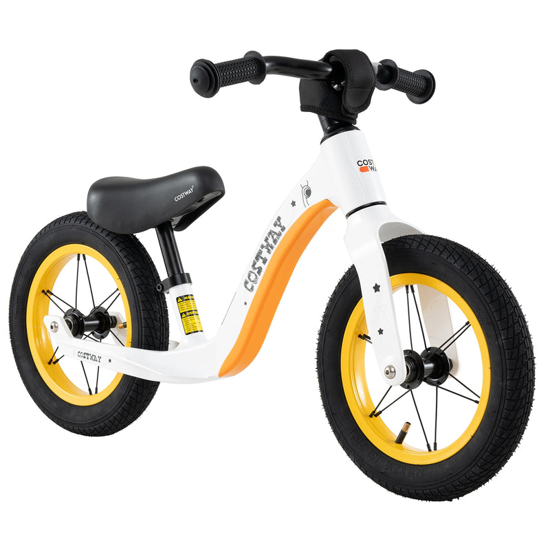 *12-Inch Balance Bike with Adjustable Seat and Rotatable Handlebar for Over 36 Months Old - White