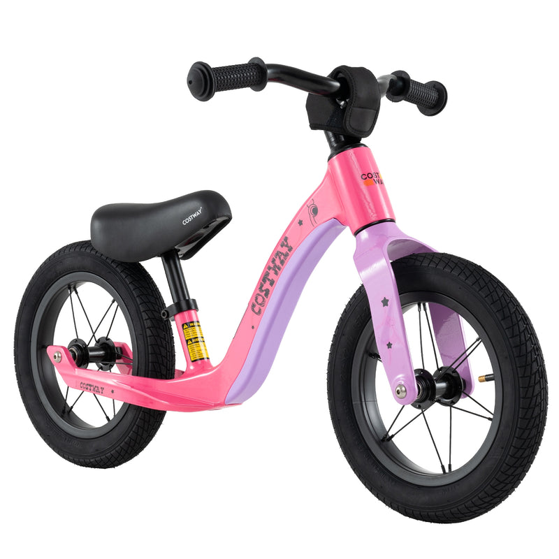 *12-Inch Balance Bike with Adjustable Seat and Rotatable Handlebar for Over 36 Months Old - Pink