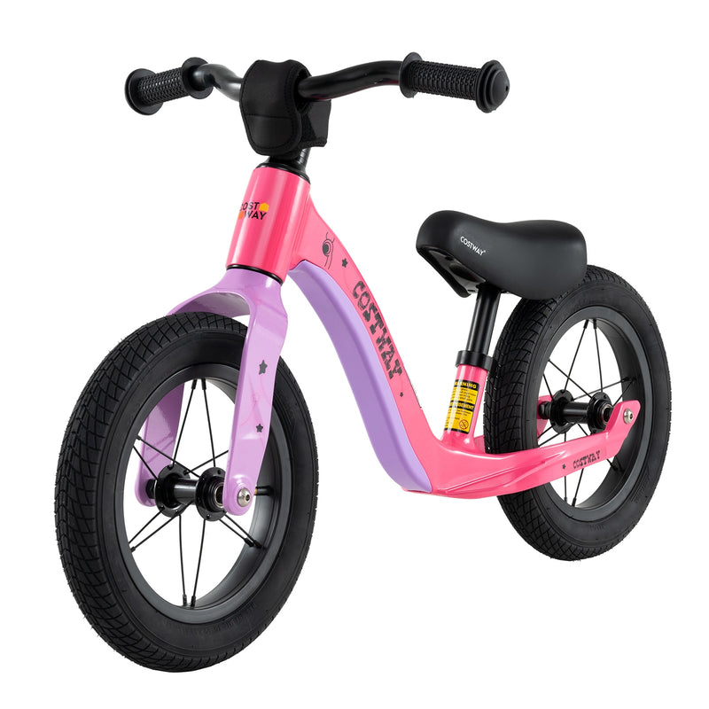 *12-Inch Balance Bike with Adjustable Seat and Rotatable Handlebar for Over 36 Months Old - Pink