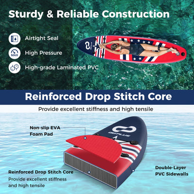 *Inflatable Paddle Board with Removable Fin and Backpack - B