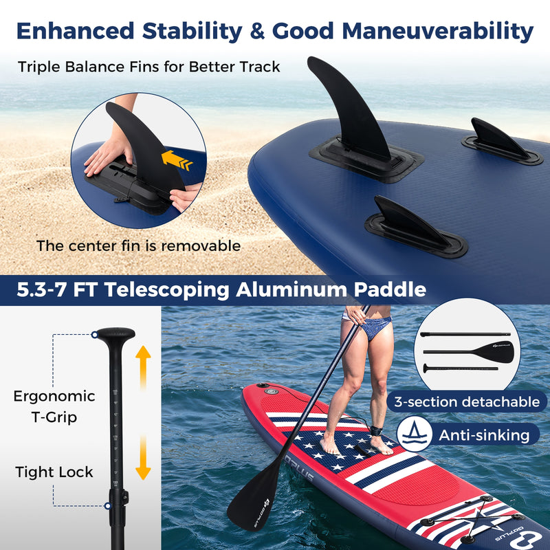 *Inflatable Paddle Board with Removable Fin and Backpack - B