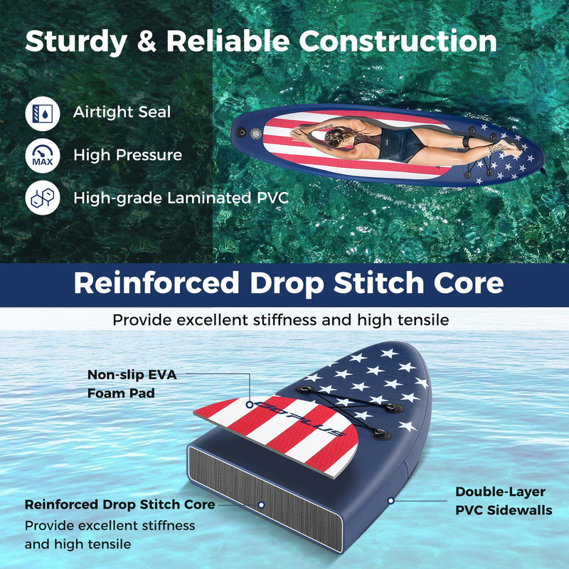 *Inflatable Paddle Board with Removable Fin and Backpack - A
