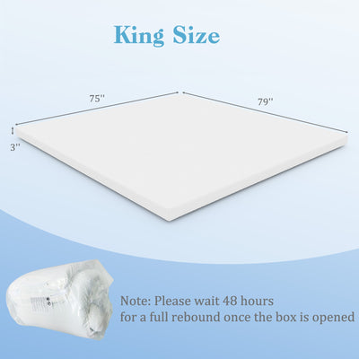 *3 Inch Gel-Infused Memory Foam Mattress Topper with Removable Cover - King Size