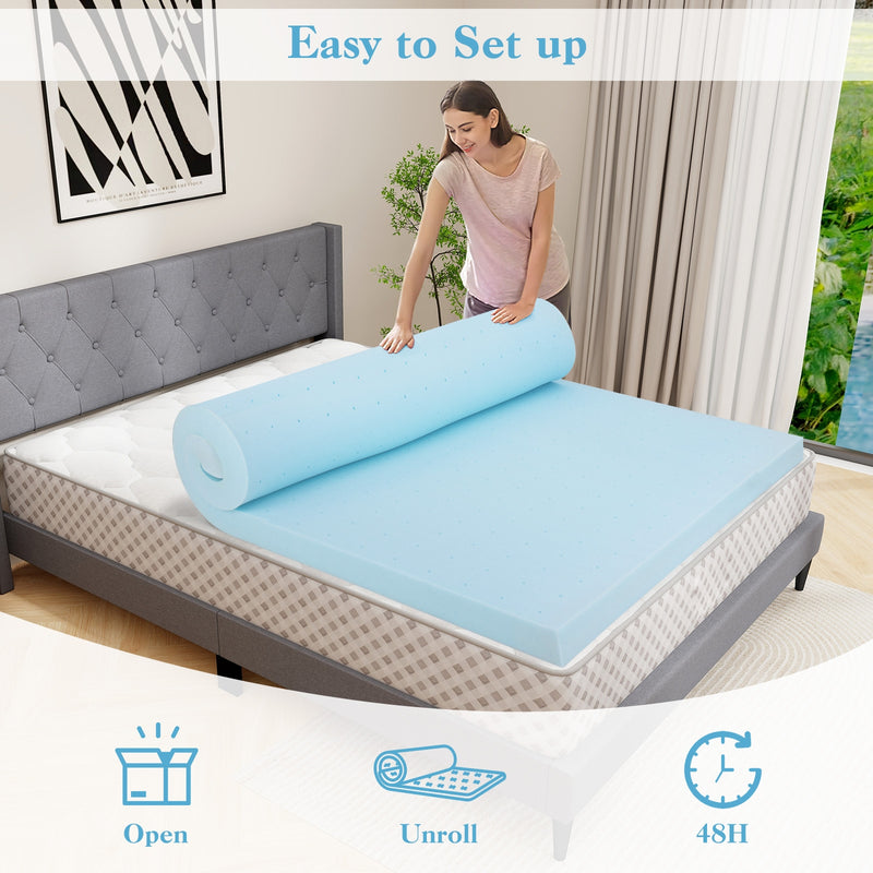 *3 Inch Gel-Infused Memory Foam Mattress Topper with Removable Cover - King Size