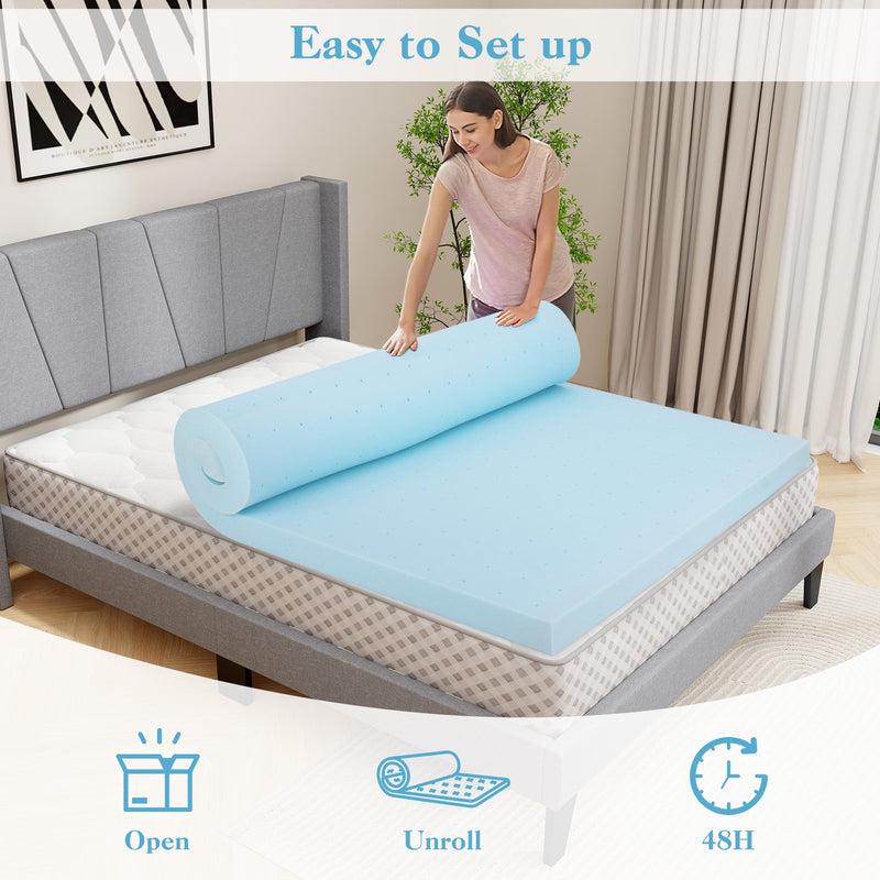 *3 Inch Gel-Infused Memory Foam Mattress Topper with Removable Cover - Queen Size