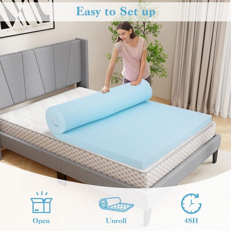 *3 Inch Gel-Infused Memory Foam Mattress Topper with Removable Cover - Full Size