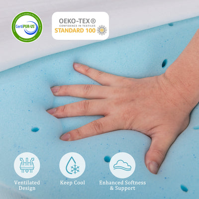 *3 Inch Gel-Infused Memory Foam Mattress Topper with Removable Cover - Queen Size