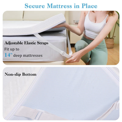 *3 Inch Gel-Infused Memory Foam Mattress Topper with Removable Cover - Queen Size