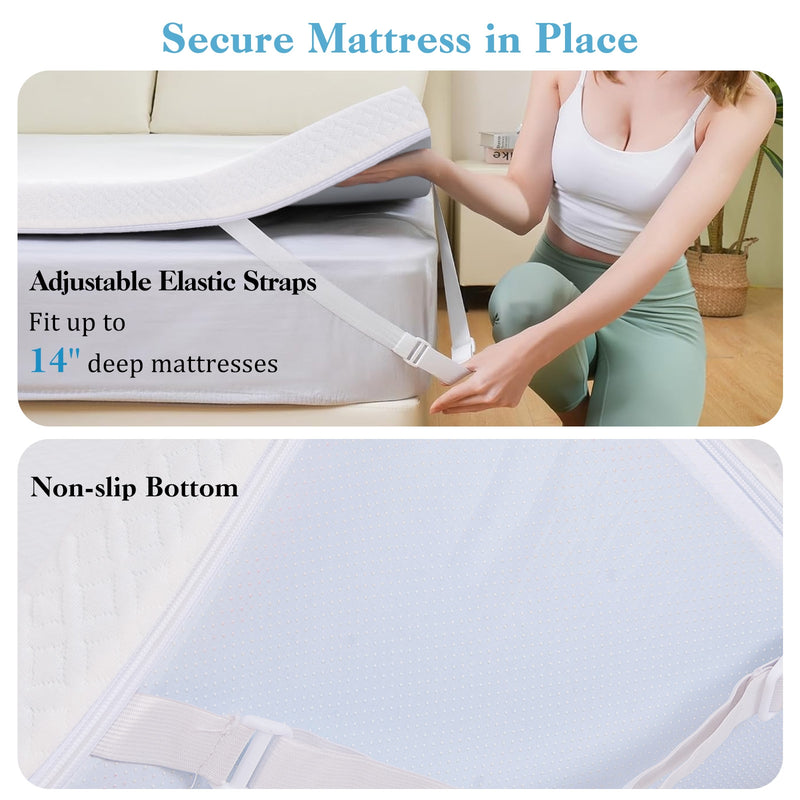 *3 Inch Gel-Infused Memory Foam Mattress Topper with Removable Cover - Queen Size