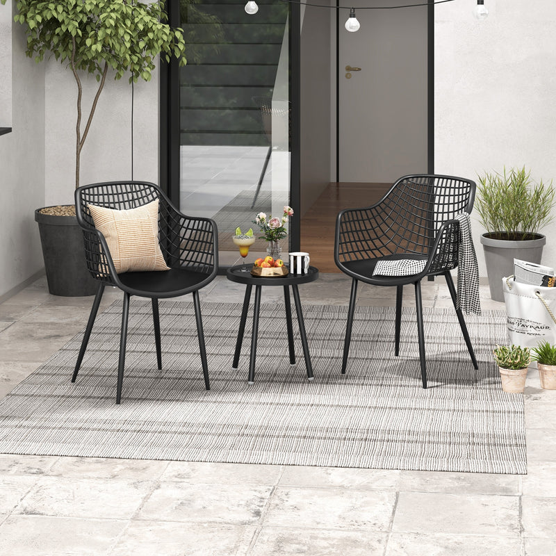 *3 Piece Patio Chair Set with PP Seat and Tabletop for Porch - Black