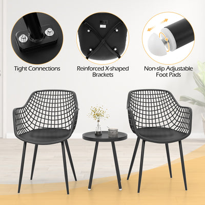 *3 Piece Patio Chair Set with PP Seat and Tabletop for Porch - Black