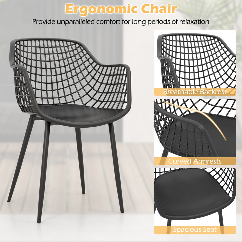*3 Piece Patio Chair Set with PP Seat and Tabletop for Porch - Black