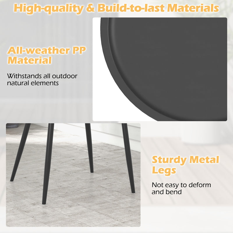 *3 Piece Patio Chair Set with PP Seat and Tabletop for Porch - Black