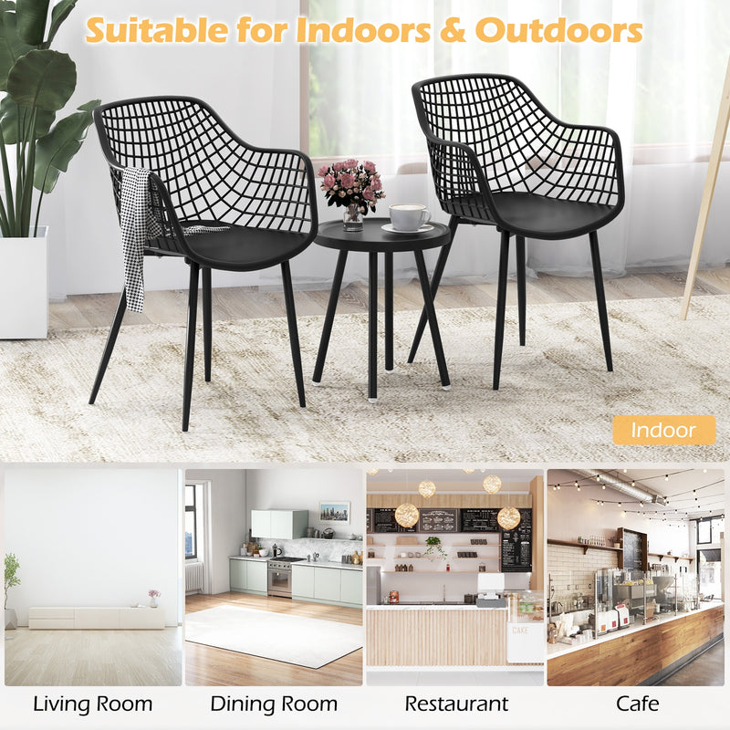 *3 Piece Patio Chair Set with PP Seat and Tabletop for Porch - Black