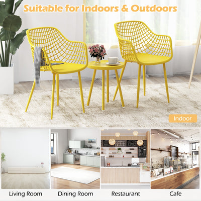 *3 Piece Patio Chair Set with PP Seat and Tabletop for Porch - Yellow