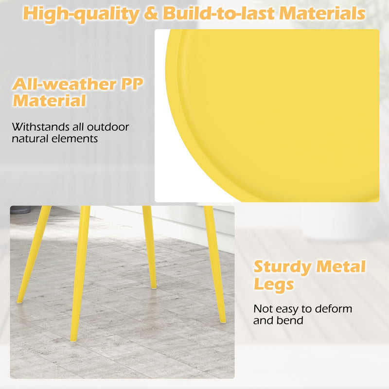 *3 Piece Patio Chair Set with PP Seat and Tabletop for Porch - Yellow