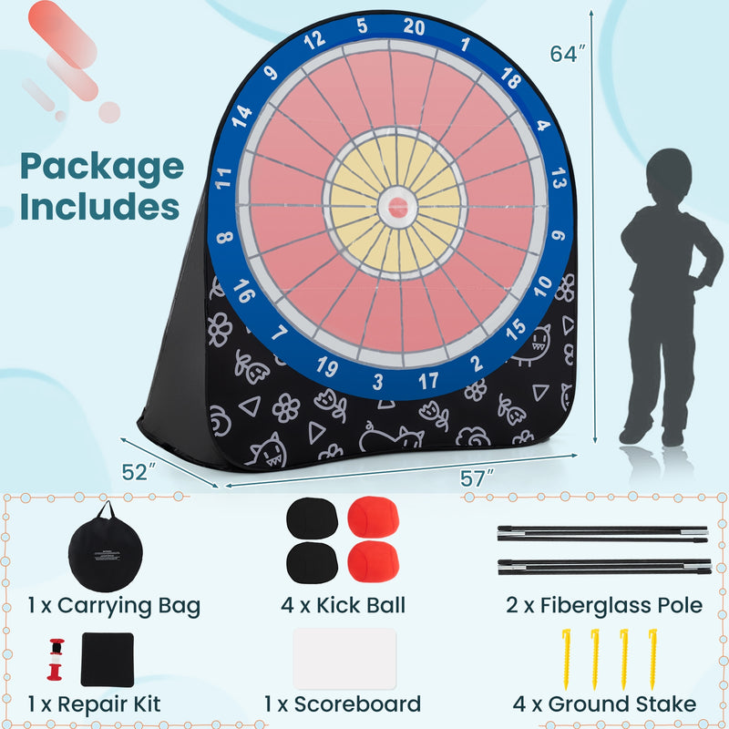 *Large Dart Board for Kids with 4 Kick Balls - Black